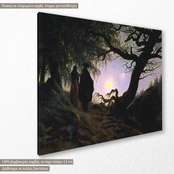 Πίνακας ζωγραφικής  Man and woman contemplating the moon, Caspar D. F, αντίγραφο σε καμβά 2