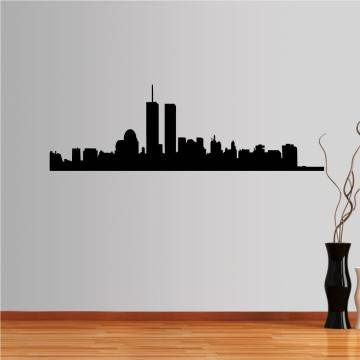 Αυτοκόλλητο τοίχου Νέα Υόρκη, δίδυμοι πύργοι, περίγραμμα