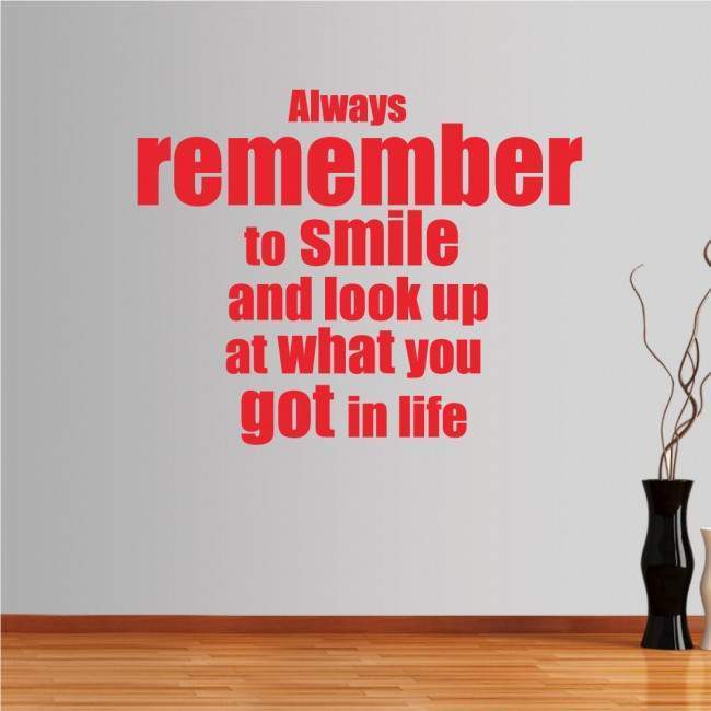 Wall stickers phrases. Always remember to smile...