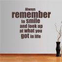 Wall stickers phrases. Always remember to smile...