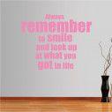 Wall stickers phrases. Always remember to smile...