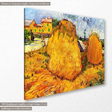 Πίνακας ζωγραφικής  Haystacks in Provence, van Gogh V, αντίγραφο σε καμβά 2