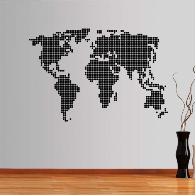 Wall stickers world map, The world in dots