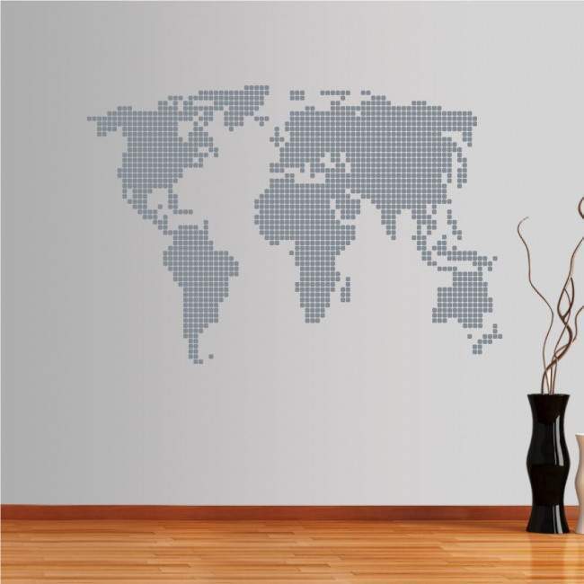 Wall stickers world map, The world in dots