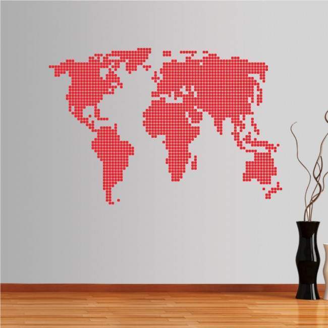 Wall stickers world map, The world in dots