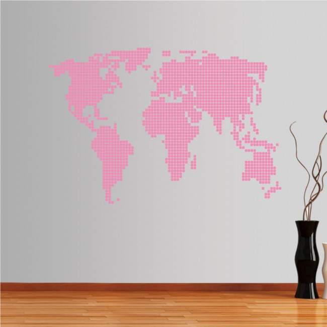 Wall stickers world map, The world in dots