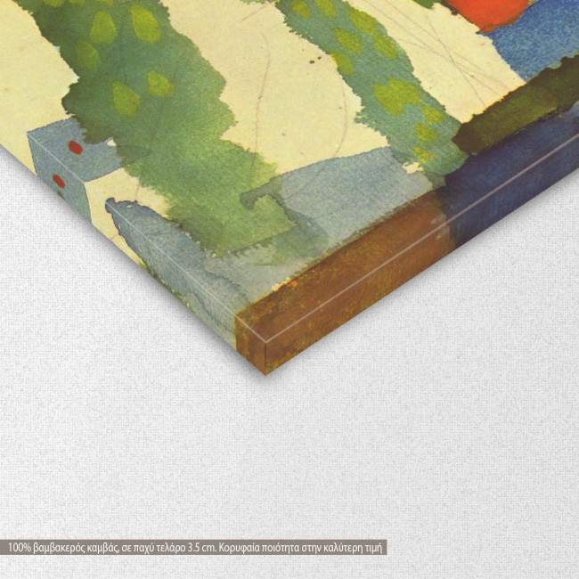 Πίνακας ζωγραφικής  House in the garden, Macke A, αντίγραφο σε καμβά, λεπτομέρεια