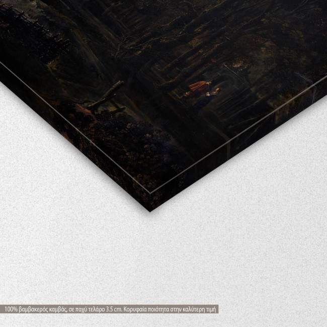 Canvas print  Moonlit landscape with bridge, Aert van der Neer, detail