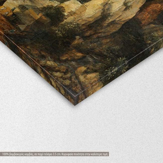 Canvas print  Mountainous river landscape with mining works, Lucas van Valckenborch, detail