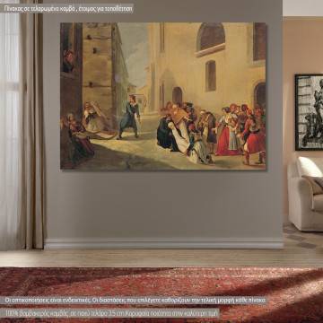Πίνακας ζωγραφικής  Η δολοφονία του Καποδίστρια, Τσόκος Δ, αντίγραφο σε καμβά