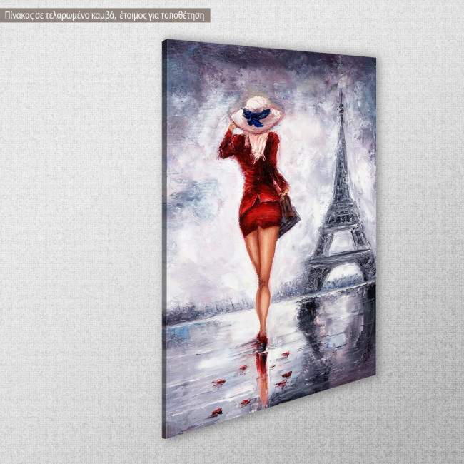 Πίνακας σε καμβά Woman in Paris painting, κοντινό
