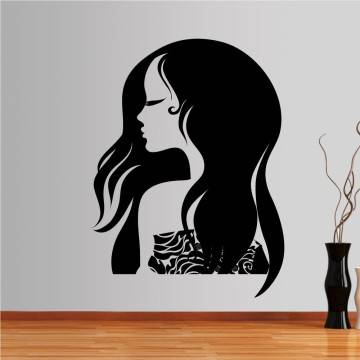 Αυτοκόλλητο τοίχου Γυναικεία φιγούρα με όμορφα, μακριά μαλλιά, Fashion girl 