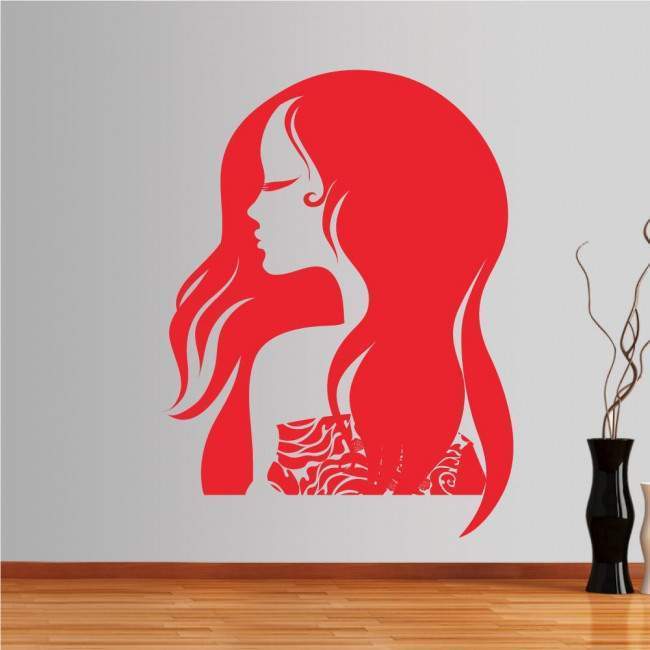 Wall stickers Female figure with beautiful, long hair, Fashion girl 