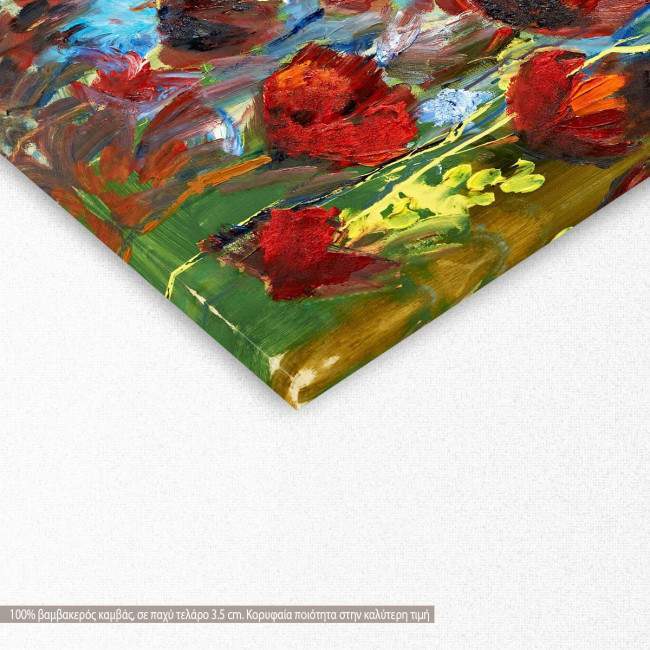 Πίνακας σε καμβά Παπαρούνες, Red spring poppy, λεπτομέρεια