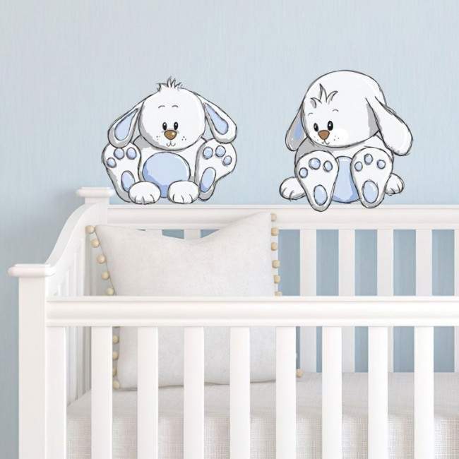 Kids wall stickers Blue bunnies, large set
