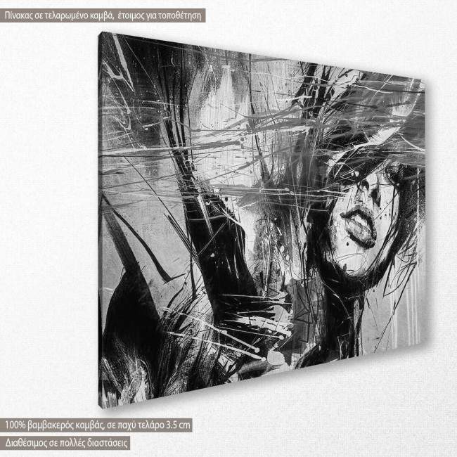 Canvas print Woman portrait grayscale, side