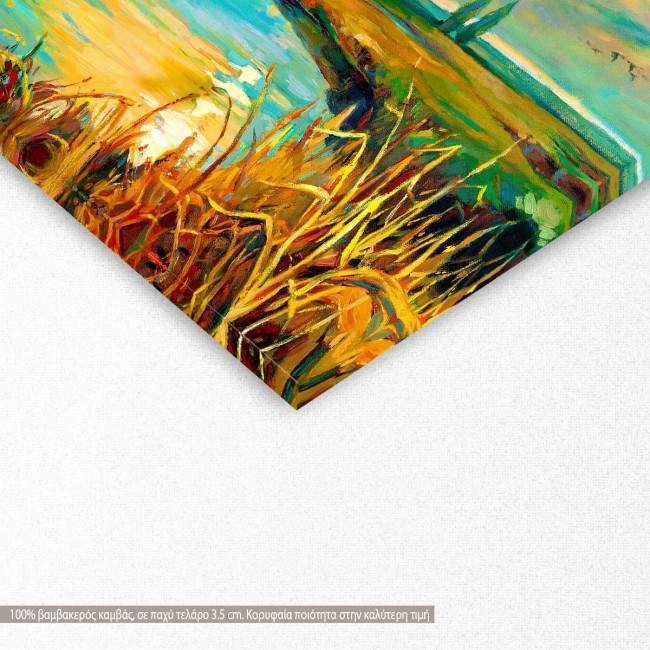 Canvas print boat, Sunset over lake I, detail