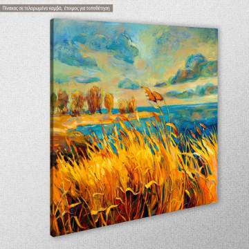 Canvas print boat, Sunset over lake II 2