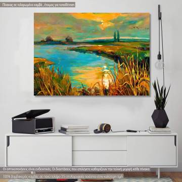 Πίνακας σε καμβά Sunset over lake I