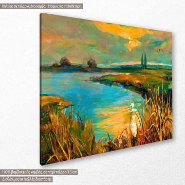 Canvas print Sunset over lake I 2