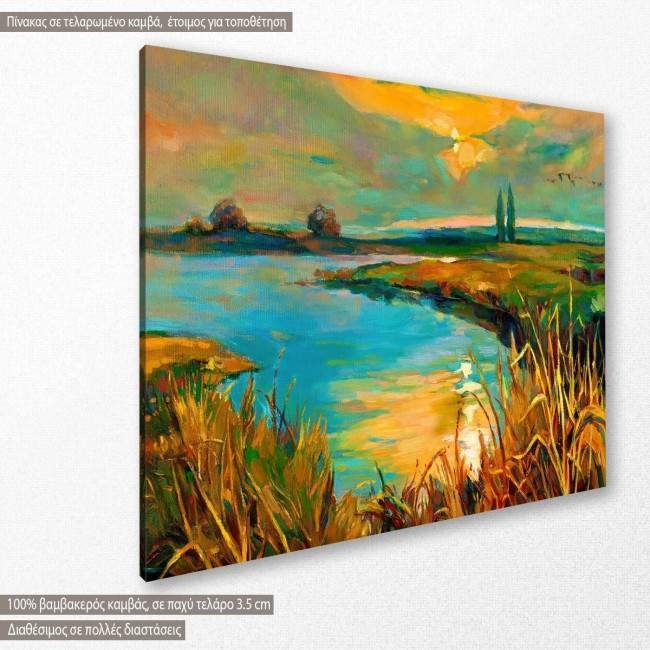 Canvas print Sunset over lake I, side