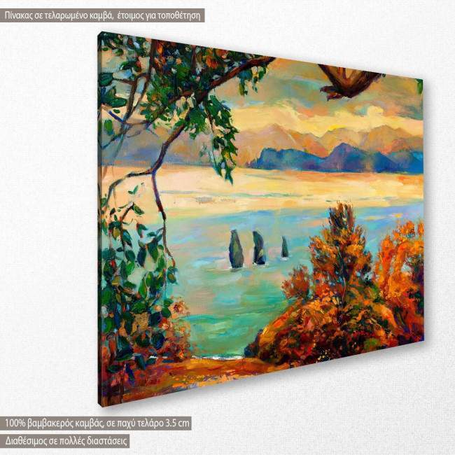 Canvas print Sunset over lake, side