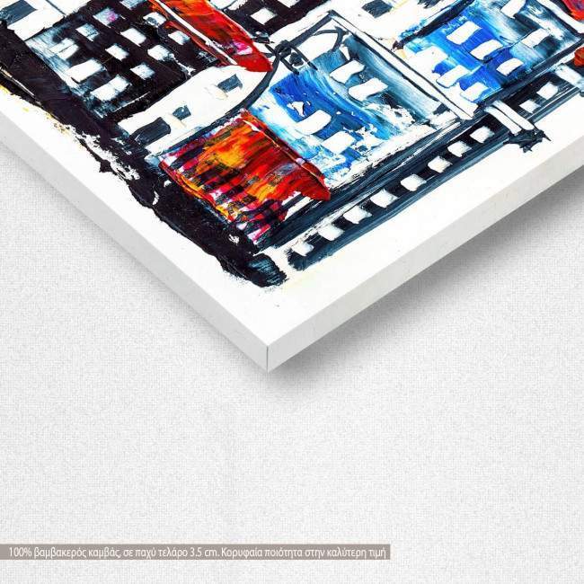 Πίνακας σε καμβά αφηρημένος, Abstract painting of city buildings, λεπτομέρεια