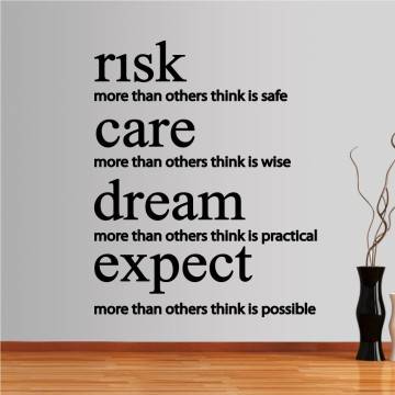 Αυτοκόλλητα τοίχου φράσεις. risk,care,dream,expect