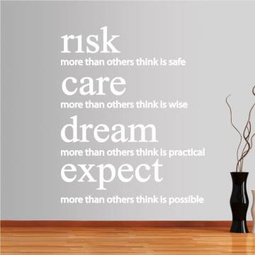 Wall stickers phrases. risk,care,dream,expect 2