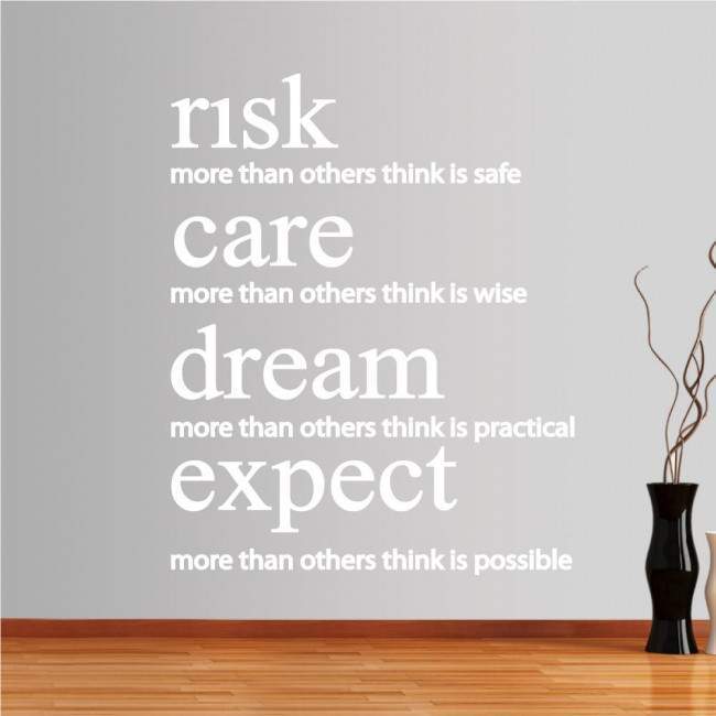 Αυτοκόλλητα τοίχου φράσεις. risk,care,dream,expect