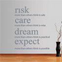 Wall stickers phrases. risk,care,dream,expect