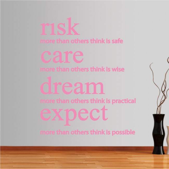 Αυτοκόλλητα τοίχου φράσεις. risk,care,dream,expect