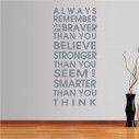Wall stickers phrases. Always remember