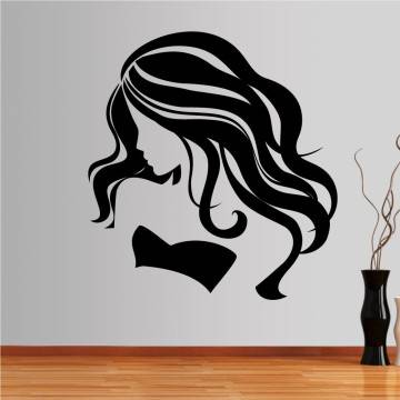 Αυτοκόλλητο τοίχου Γυναικεία φιγούρα με όμορφα, μακριά μαλλιά