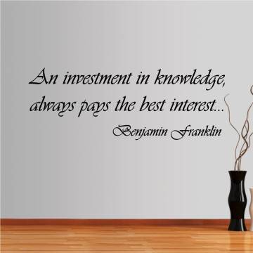 Wall stickers phrases. Investment in knowledge