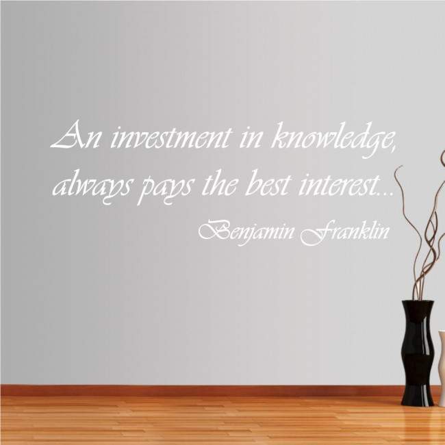 Wall stickers phrases. Investment in knowledge
