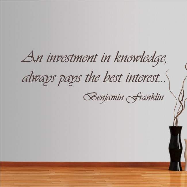 Wall stickers phrases. Investment in knowledge