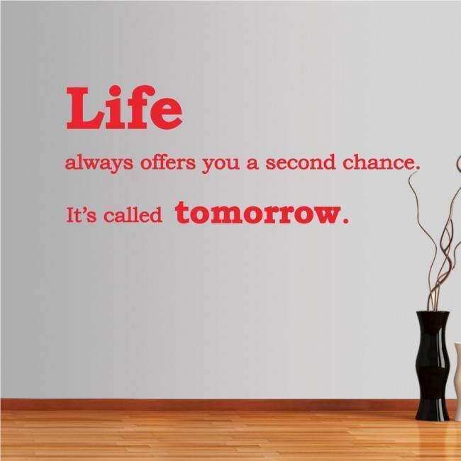 Wall stickers phrases. Life always offers...