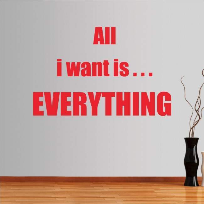 Wall stickers phrases. All I want is ...