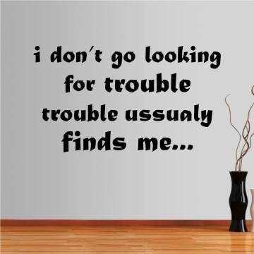 Wall stickers phrases. I don't go looking for trouble..