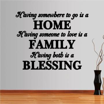 Αυτοκόλλητο τοίχου φράσεις. Home Family Blessing