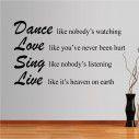Wall stickers phrases. Dance Love Sing Live,