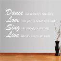 Wall stickers phrases. Dance Love Sing Live,