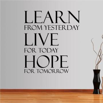 Wall stickers phrases. Learn from yesterday...