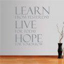 Αυτοκόλλητο τοίχου φράσεις. Learn from yesterday...