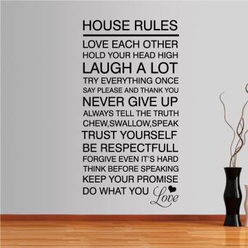 Αυτοκόλλητο τοίχου φράσεις. House rules