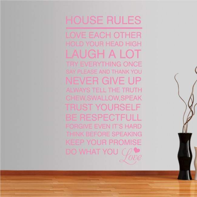 Αυτοκόλλητο τοίχου φράσεις. House rules