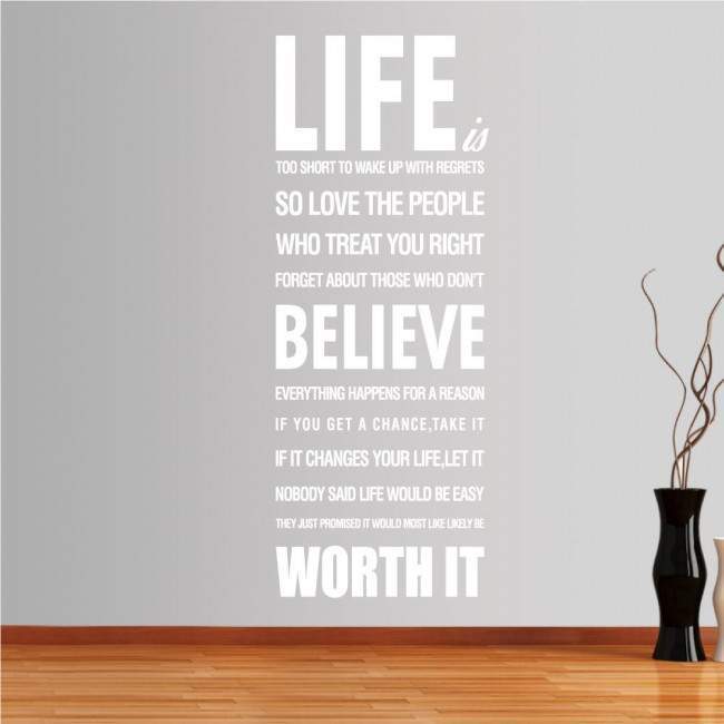 Wall stickers phrases. Life is too short...