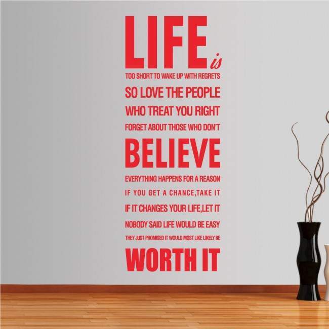 Wall stickers phrases. Life is too short...