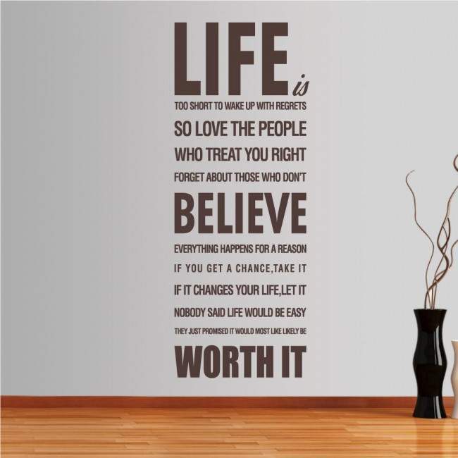 Wall stickers phrases. Life is too short...